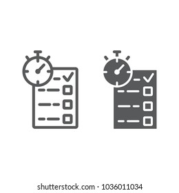 Quiz line and glyph icon, e learning and education, survey sign vector graphics, a linear pattern on a white background, eps 10.