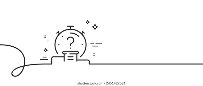 Symbol für Quizzeile. Durchgehend eine Zeile mit Curl. Zeitgeber mit Fragezeichen. FAQ Zeitsymbol. Quiz-Multifunktionsleiste mit einer Kontur. Loop-Kurvenmuster. Vektorgrafik