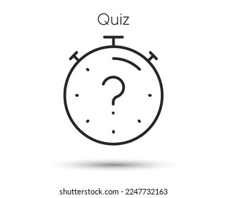 Quiz line icon. Timer with question mark. Faq time symbol. Illustration for web and mobile app. Line style quiz game time icon. Editable stroke timer. Vector