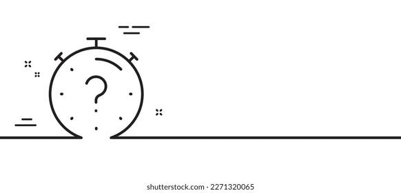 Quiz line icon. Timer with question mark. Faq time symbol. Minimal line illustration background. Quiz line icon pattern banner. White web template concept. Vector