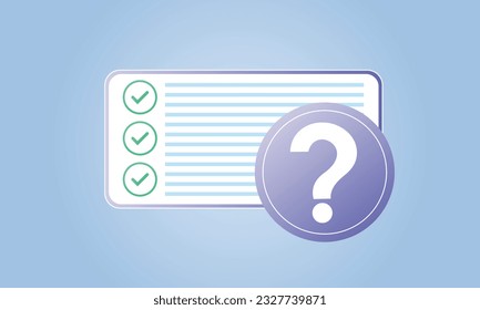 Quiz logo with exam test.on blue background.Vector Design Illustration.