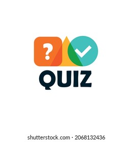 Quiz logo icon vector symbol, logo composed of three shapes, a circle of a square and a triangle.