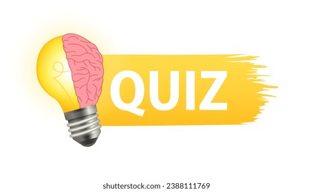 Quiz logo. Idea lamp. Quiz time label with question mark. Quiz emblem for business, marketing and advertising. Questions and answers of the game symbol. Vector illustration