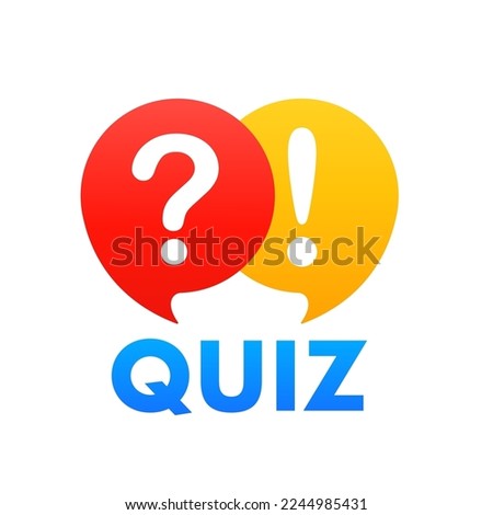 Quiz logo with popup hint symbols, questionnaire show concept, quiz button, question contest, exam, interview isolated on white background. Vector illustration