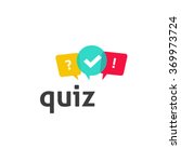Quiz logo with speech bubble symbols, concept of questionnaire show sing, quiz button, question competition, exam, interview modern emblem design vector illustration isolated on white background