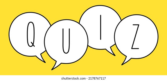 Quiz logo with speech bubble symbols, concept of questionnaire show sing, quiz button, question competition, exam, interview modern emblem