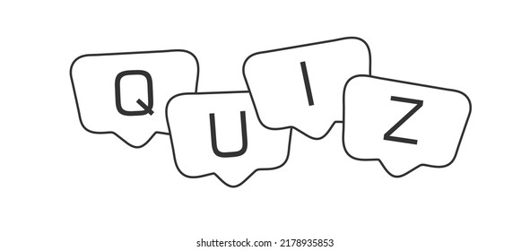 Quiz logo with speech bubble symbols, concept of questionnaire show sing, quiz button, question competition, exam, interview modern emblem