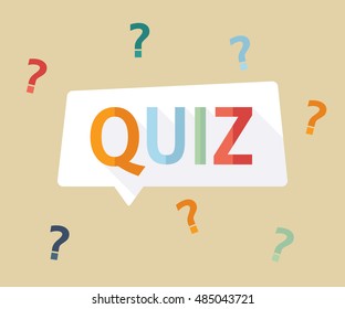 Quiz logo with speech bubble symbols, flat icon. Question competition. Questionnaire concept. Vector background