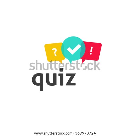 Quiz logo with speech bubble symbols, concept of questionnaire show sing, quiz button, question competition, exam, interview modern emblem design vector illustration isolated on white background