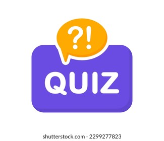 Quiz logo. Quiz time label with question mark. Quiz emblem for business, marketing and advertising. Vector illustration.