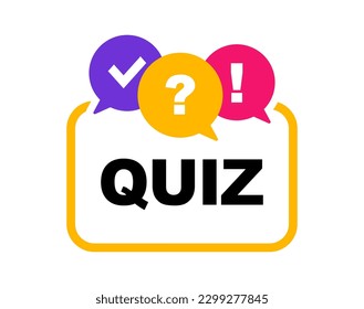 Quiz logo. Quiz time label with question mark. Quiz emblem for business, marketing and advertising. Vector illustration.