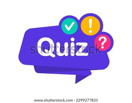 Quiz logo. Quiz time label with question mark. Quiz emblem for business, marketing and advertising. Vector illustration.