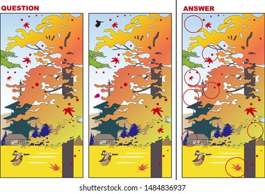 A quiz to look for the different autumn landscapes in Japan