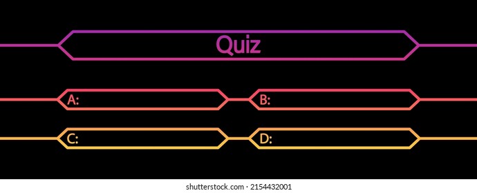 Quiz millionaire. Quiz game with question and choice of answer. Contest on tv show. Test competition on app. Intellectual quest. Template for questionnaire, guess and examination. Vector.