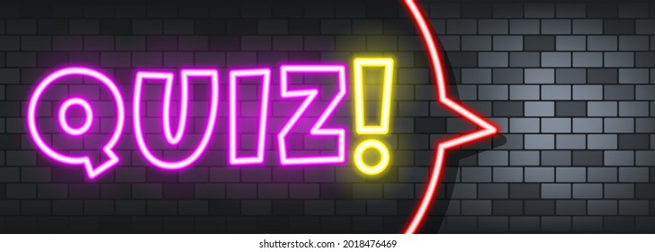 Quiz neon text on the stone background. Quiz. For business, marketing and advertising. Vector on isolated background. EPS 10.