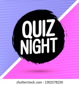Quiz Night, banner design template, grunge brush, vector illustration