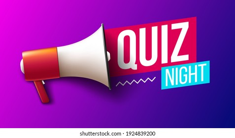 "Quiz night" banner with megaphone
