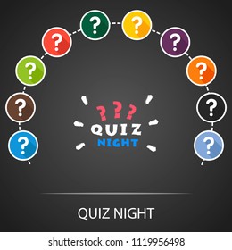 Quiz night flat icons concept. Vector illustration. Element template for design.