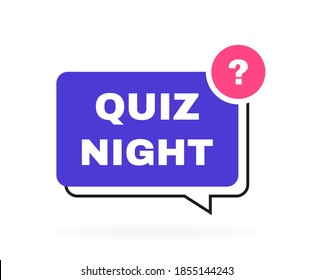 Quiz night geometric message bubble with question mark. Logo design. Vector illustration.