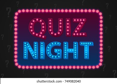 Quiz night lamp concept. Vector illustration. Element template for design.