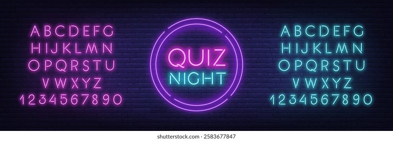 Quiz Night neon sign on dark background