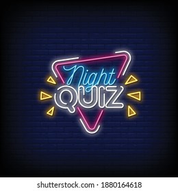 Quiz Night Neon Signs Style Text Vector