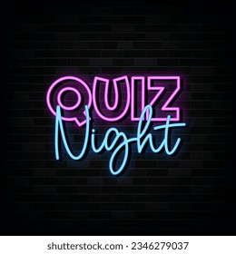 Quiz Night Neon Signs Vector Design Template Neon Style