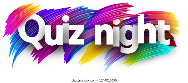 Quiz Night Poster. Colorful Brush Design. Vector Background.