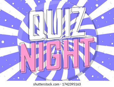 Quiz Night, Poster Design Template, Game Banner, Vector Illustration