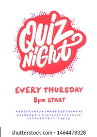 Quiz Night Poster. Vector Lettering.