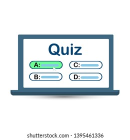quiz on your computer screen with answer choices. Interesting Vector Illustration