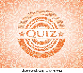 Quiz orange mosaic emblem with background