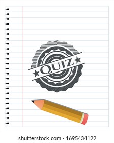 Quiz pencil emblem. Vector Illustration. Detailed.