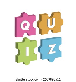 Quiz puzzle icon. Isometric of kindergarten puzzle vector icon for web design isolated on white background