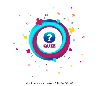 Quiz with question mark sign icon. Questions and answers game symbol. Colorful button with icon. Geometric elements. Vector