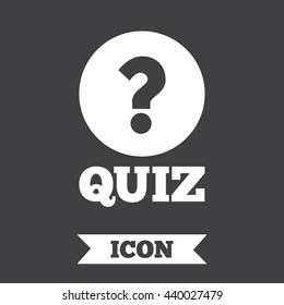 Quiz with question mark sign icon. Questions and answers game symbol. Graphic design element. Flat quiz symbol on dark background. Vector
