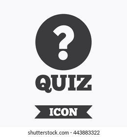 Quiz with question mark sign icon. Questions and answers game symbol. Graphic design element. Flat quiz symbol on white background. Vector