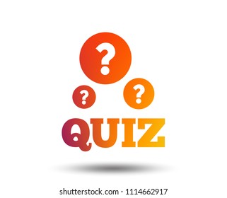 Quiz with question marks sign icon. Questions and answers game symbol. Blurred gradient design element. Vivid graphic flat icon. Vector