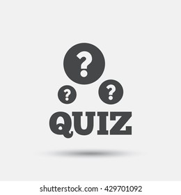 Quiz with question marks sign icon. Questions and answers game symbol. Flat quiz web icon on white background. Vector