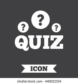 Quiz with question marks sign icon. Questions and answers game symbol. Graphic design element. Flat quiz symbol on dark background. Vector