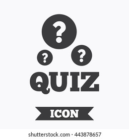 Quiz with question marks sign icon. Questions and answers game symbol. Graphic design element. Flat quiz symbol on white background. Vector