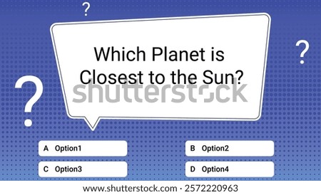 Quiz questions game test menu choice. Quiz and game show template  for TV show or trivia game. Riddle with question and answer options. Vector interface of modern digital for computer or mobile phone