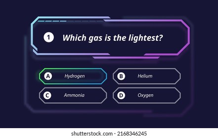Quiz Questions And Test Menu Choice, Vector UI Background. Trivia Quiz Show Questions And Answers Option Menu With Bubble Frames Layout For Intellectual Test Game
