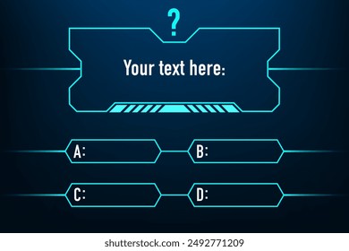 Quiz questions and test menu choice, vector UI background. Quiz game in TV. Test and quiz concept. Vector illustration