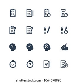 Quiz related vector icon set in glyph style