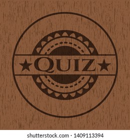 Quiz retro style wooden emblem. Vector Illustration.
