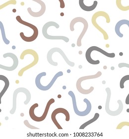 Quiz seamless pattern. Question marks, doubt, faq background. Simple endless repeating motif. Vector illustration.