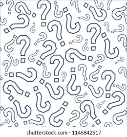 Quiz seamless pattern. Question marks, doubt, faq background. Simple endless repeating motif. Poll, survey, interrogation, query background. Template for opinion poll, public poll Vector illustration.