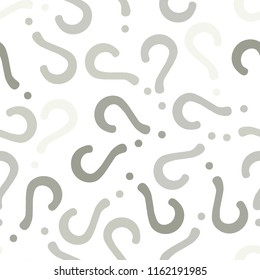 Quiz seamless pattern. Question marks, doubt, faq background. Simple endless repeating motif. Poll, survey, interrogation, query background. Template for opinion poll, public pollVector illustration.