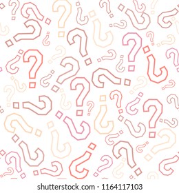 Quiz seamless pattern. Question marks, doubt, faq background. Simple endless repeating motif. Poll, survey, interrogation, query background. Template for opinion poll, public pollVector illustration.